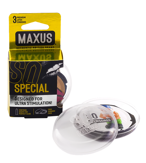 Точечно-ребристые презервативы в прозрачном кейсе Maxus Air Special №3