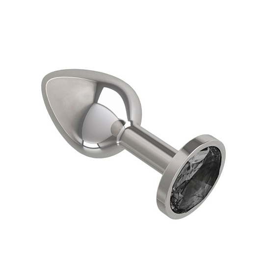 Анальная пробка Silver с черным кристаллом
