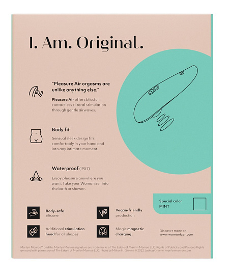 Вакуумно-волновой стимулятор клитора Womanizer Marilyn Monroe, мятный