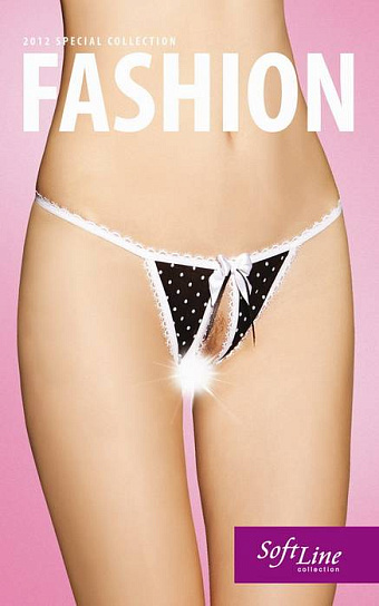 Нежные стринги SoftLine в белый горох, M/L