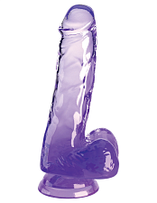 Фаллоимитатор с мошонкой на присоске King Cock Clear 6, фиолетовый