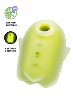 Вакуумный стимулятор клитора с вибрацией Satisfyer Glowing Ghost, светящийся в темноте, желтый