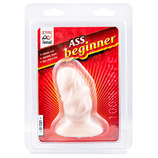 Мягкая анальная пробка ASS BEGINNER, телесная