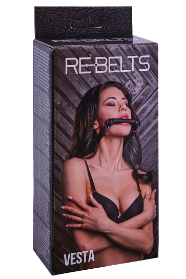 Кляп-трензель Vesta Black из кожи и металла Rebelts