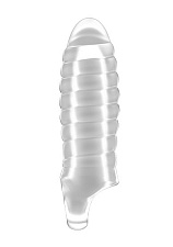 Ребристая насадка для увеличения члена Stretchy Penis 36, прозрачная