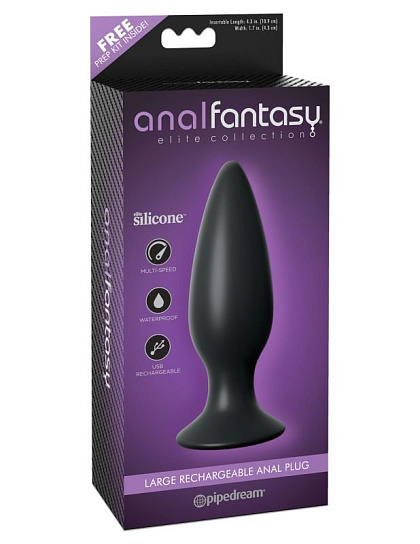 Пробка большая с вибрацией Anal Plug, черная