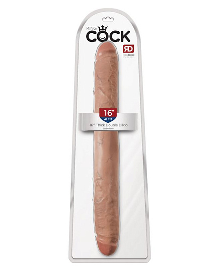 Реалистичный двухсторонний фаллоимитатор King Cock 16 Thick 40.6 см, загорелый Реалистичный двухсторонний фаллоимитатор King Cock 16 Thick 40.6 см, загорелый