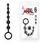 Анальные бусы из силикона класса люкс 6 шариков, черные