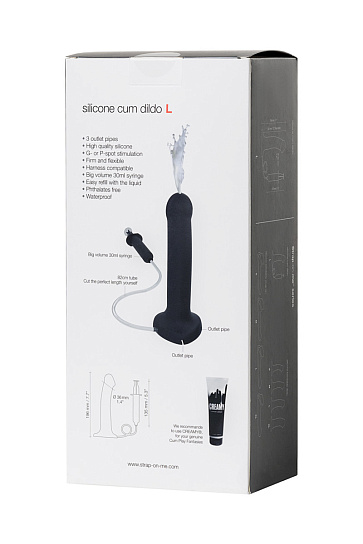 Ремневой страпон с имитацией семяизвержения Strap-on-me, 19.6 см, черный