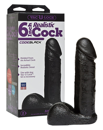 Насадка-фаллос Vac-U-Lock CodeBlack, 15 см