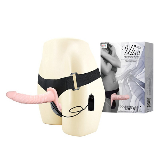 Страпон женский двойной с вибрацией Double Heads, 18 см