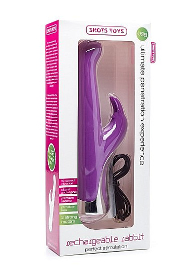 Вибратор с клиторальным отростком в виде зайчика RABBIT, фиолетовый