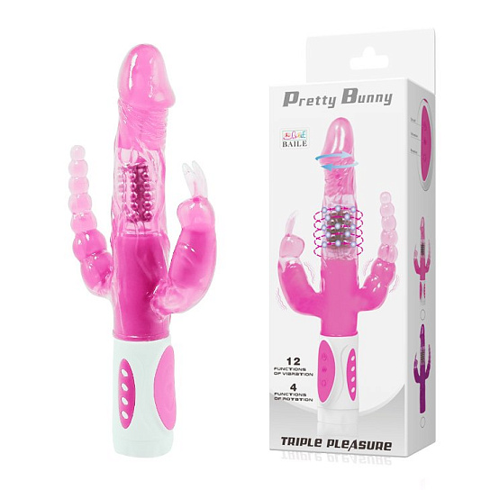 Вибромассажер ротатор с анальной стимуляцией Pretty Bunny