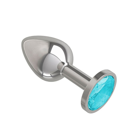 Анальная пробка Silver с голубым кристаллом