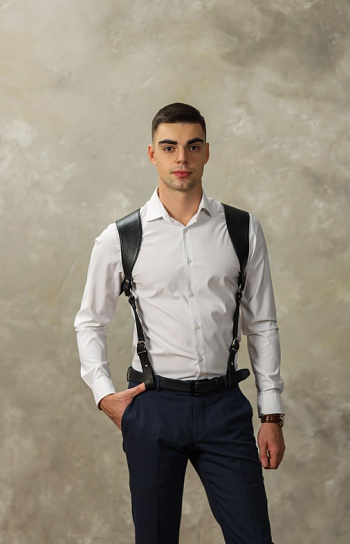 Портупея для мужчин № 1 BDSM Арсенал из натуральной кожи, черная