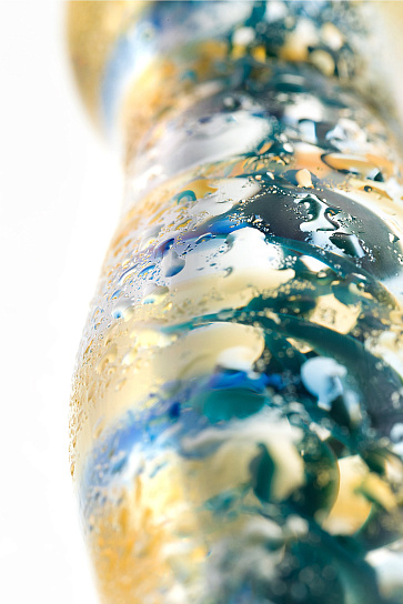 Стеклянный фаллоимитатор с рисунком 17,8 см