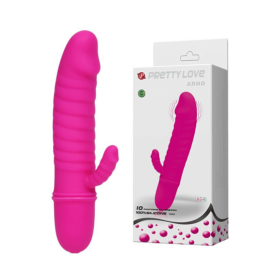 Ребристый вибратор с клиторальным отростком Arnd 11,5 см