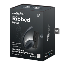 Виброяйцо Satisfyer Ribbed Petal Connect App с пультом ДУ, черное