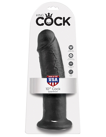 Фаллоимитатор-гигант на присоске King Cock 10 Cock, 23 см, черный