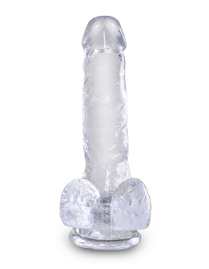 Прозрачный фаллоимитатор с мошонкой King Cock Clear 6 Cock 12,7 см Прозрачный фаллоимитатор с мошонкой King Cock Clear 6 Cock 12,7 см