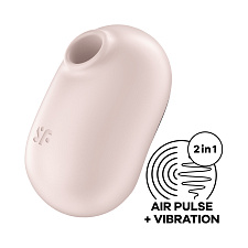 Вакуумно-клиторальный стимулятор с вибрацией Pro To Go 2, бежевый
