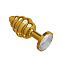 Анальная втулка с прозрачным кристаллом и ребристым рельефом Gold Spiral