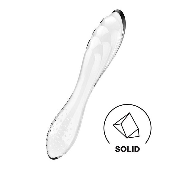 Двусторонний стеклянный дилдо с рельфеом Satisfyer Dazzling Crystal 1, прозрачный