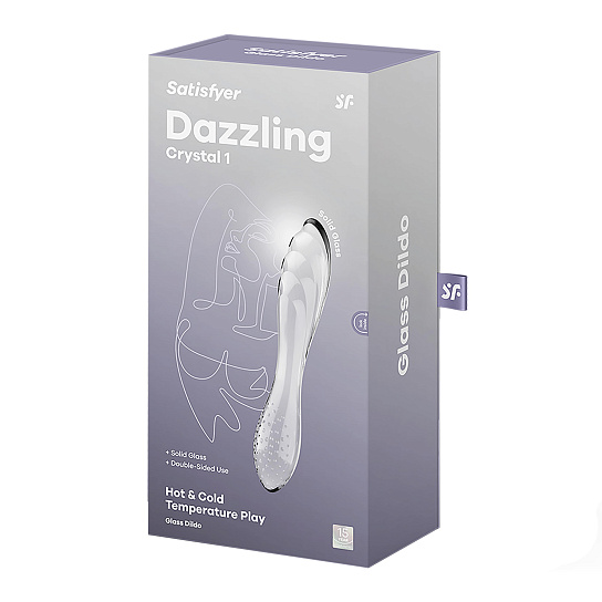 Двусторонний стеклянный дилдо с рельфеом Satisfyer Dazzling Crystal 1, прозрачный