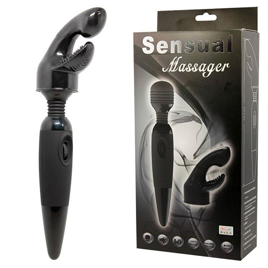 Вибромассажер Sensual Massager, черный с гибкой головкой