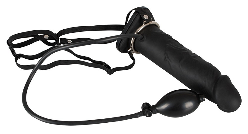 Фаллос на ремешках с грушей Inflatable Strap-On 18,5 см