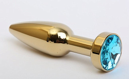 Анальная втулка под золото с голубым кристаллом, 4sexdream