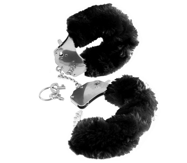 Наручники металлические Furry Love Cuffs с черным мехом