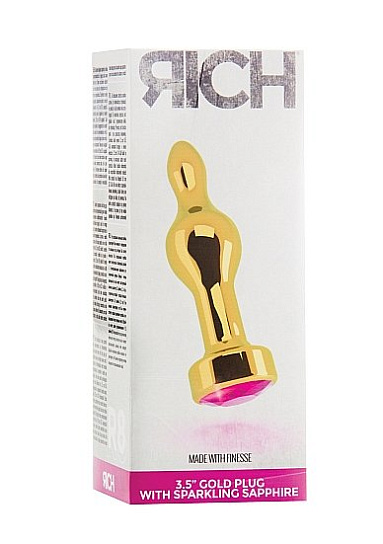Пробка анальная с заостренным концом Rich R8 с кристаллом, золотистая