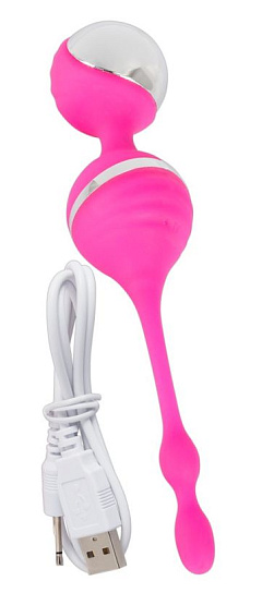 Розовые вагинальные виброшарики Love Balls 75 с USB, диаметр 3,7 см