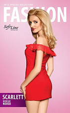 Платье с открытыми плечами Soft Line SCARLETT красное, M/L