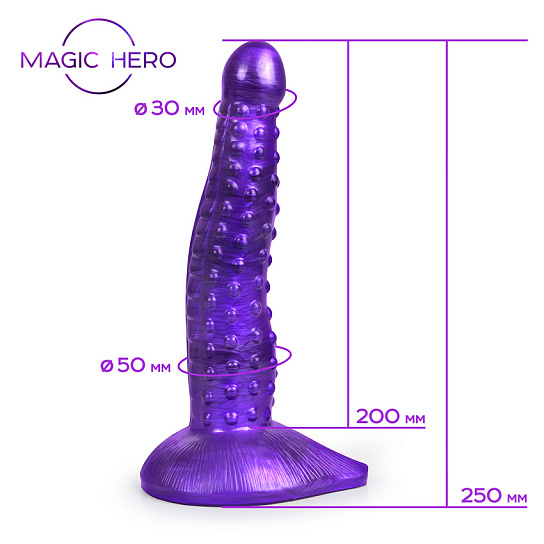 Рельефный большой фаллоимитатор Magic Hero, 25 см