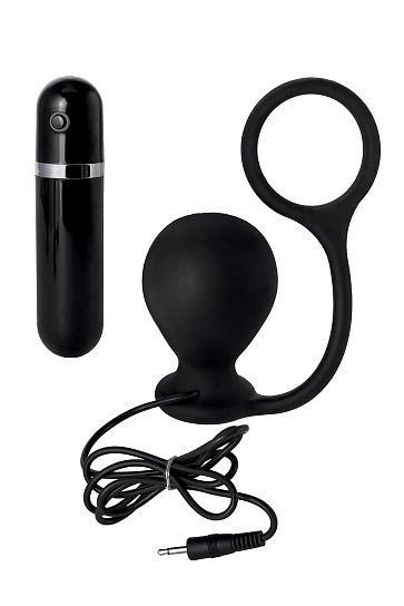 Силиконовая анальная втулка с пультом управления, черная