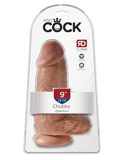 Фаллоимитатор реалистик утолщенный King Cock Chubby, 17 см, загорелый