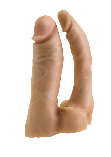 Насадка для страпона двойная с крупной мошонкой, 15 см