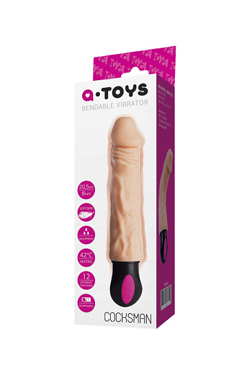 Вибратор Cocksman A-toys с подогревом, телесный, 26 см