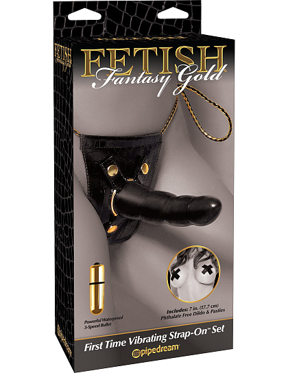 Женский страпон First Time Vibrating Set, 6 режимов вибрации, 17 см