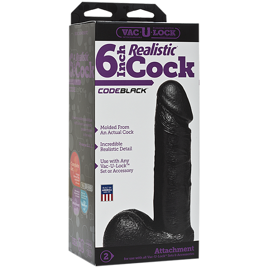 Насадка-фаллос Vac-U-Lock CodeBlack, 15 см