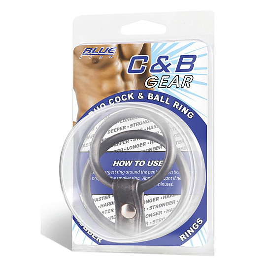 Двойное эрекционное кольцо Duo Cock & Ball Ring с ремешком