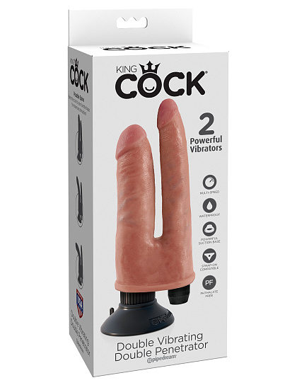 Анально-вагинальный вибратор реалистичный Double Penetrator, телесный