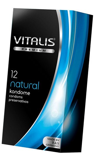 Латексные прозрачные презервативы со смазкой Vitalis Premium Natural