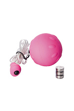 Мощно вибрирующее яйцо в форме шарика, розовое