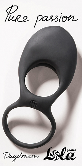 Эрекционное виброкольцо DAYDREAM с подхватом мошонки, черное