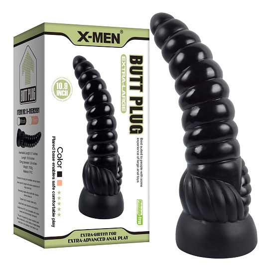 Анальный фаллоимитатор в виде спирали X-Men, черный