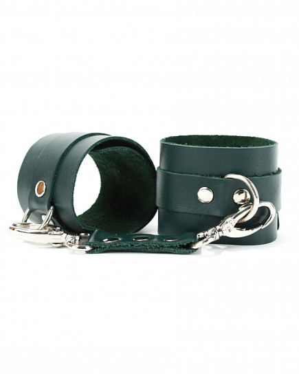 Наручники из мягкой кожи Lady's Arsenal Изумруд