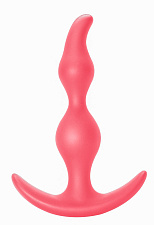 Анальная пробка из бархатистого силикона Bent Anal Plug, розовая